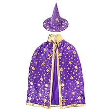 Kori Deer 可莉鹿 聖誕節 萬聖節兒童服裝 巫師魔法師五角星披風 + 帽子 Set 紫色, 1組