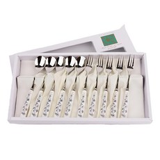 Goldenbell 蝴蝶灰陶瓷茶匙茶叉組, 1組, 茶匙 5p + 茶叉 5p