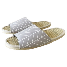 TAIWAN SLIPPER 台灣犀利趴 小清新 真草蓆室內拖鞋，台灣製造，寬鞋版設計，鞋底防滑, 清新人字紋 灰, L(25~27cm), 1雙