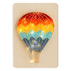 半島良品 DIY手作釘子畫弦絲掛畫 附燈串 20 x 30 x 1cm, 熱氣球, 1個