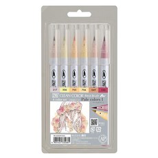 Kuretake 吳竹 彩繪毛筆組 Pale Colors 1, 多色, 6支