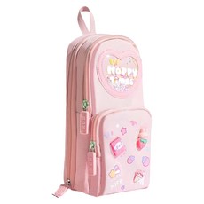 咔巴熊 可立式三層六格可愛書包造型筆袋, 1個, 粉紅色