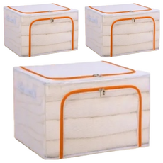 超大透明可視雙開收納箱 66L, 40 x 33 x 50cm, 橘紅色, 3個