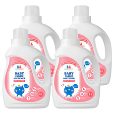 BUSYANGEL 柔順嬰兒衣物柔軟精 爽身粉香味 大容量 溫和配方, 2L, 4瓶