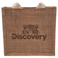 Discovery 輕便棉麻提袋 老虎 亞麻布材質, 長22.5 x 寬13 x 高20.5cm + 提把10.5cm