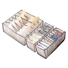 WORTH IT 渥思 巧用分格收納袋 網紗材質 提升收納容量..., 6格收納袋32 x 32 x 12cm + 7格收納袋32 x 12 x 12cm + 11格收納袋32 x 12 x 12cm, 藍色 + 灰色, 1組