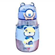 BOACUP 小熊兒童防摔水壺, 藍色, 600ml, 1個