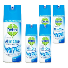 Dettol 滴露 全效噴霧劑 清爽亞麻, 可殺滅99.9%病毒及細菌, 400ml, 5瓶