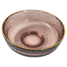 Homely Zakka 北歐輕奢風金邊冰凝玻璃餐具 餐碗 - 紫色金邊, 1個