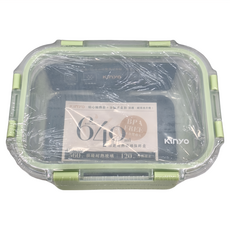 Kinyo 清透耐熱保鮮盒 KLC-2064G 18.3 x 13.9 x 6.2cm 新芽綠 534g 640ml, 1入, 1個