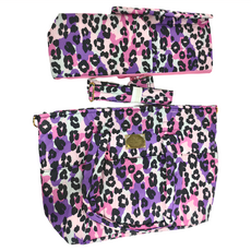 HARU 小晴天本舖 日本布料 側背包 560g 17.5L, 粉紫豹, 1組