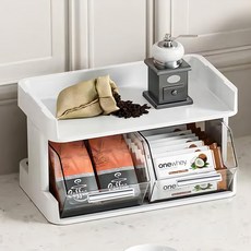 艾米購物 茶包收納盒 2層, 象牙白, 桌面收納好幫手, 廚房收納, 辦公室收納, 1個