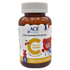 ACE SCIENCE 西印度櫻桃C軟糖, 每份添加100毫克西印度櫻桃C, 法國進口, 168g, 1罐