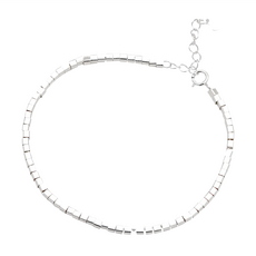 RADIANT STAR 璀璨之星 925純銀 璀璨之星記憶拼圖極簡方塊連接銀手鍊 SL788