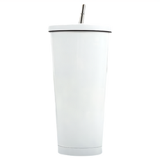 304不鏽鋼環保吸管杯 附不鏽鋼吸管 10.5 x 10.5 x 23cm, 亮白色, 750ml, 1個