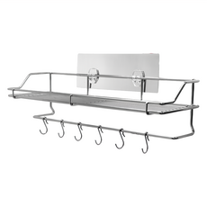 Easy+ 易立家 多功能長置物架 含銀色貼片 - 304不鏽鋼 無痕掛勾, 1組