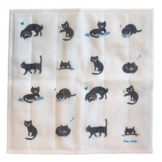 蚊帳的夢 Naramachi 丸山纖維 黑貓 抹布, 30 x 30cm, 1個