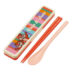Skater 塑膠湯筷 附收納盒, 奇奇與蒂蒂, 湯匙, 筷子, 1組