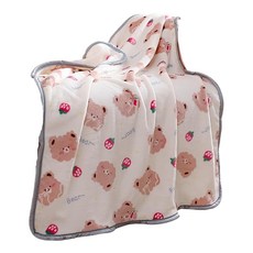 法蘭絨寵物毛毯 草莓熊, M(70 x 50cm), 白色, 柔軟舒適保暖, 1個