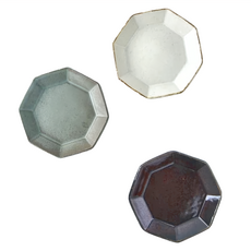 壽山窯美濃燒 angle系列八角盤 方盤禮盒組 日本產 禮盒包裝, 白色 + 灰色 + 咖啡色, 1盒