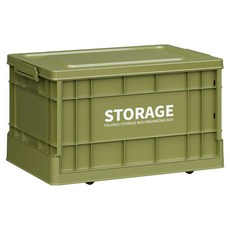 FAmILyLIFE 生活 工業風附輪可疊加折疊收納箱 22L, 1個, 橄欖綠