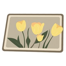 硅藻泥桌墊, 39.4 x 29.4cm, 黃色花朵 灰色, 3個