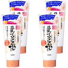 SANA 莎娜 豆乳美肌 保濕卸妝霜, 細緻光澤彈性, 自然按摩精油, 輕鬆卸除毛孔內彩妝, 180g, 4條