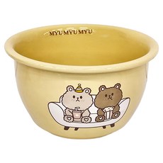 沐慕家居 陶瓷碗盤餐具 大碗 (6寸), 沐慕熊 黃色, 1個