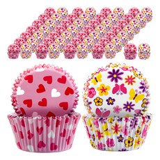 ibili Sweet 蛋糕紙模100件組 7.5cm, 愛心 + 花蝶, 1組