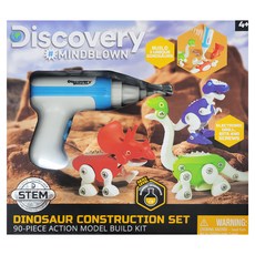 Discovery小小工程師恐龍模型套組, 90件組裝模型, 電子鑽頭及螺絲, 適合4歲以上兒童, 1423011160, 1組