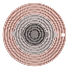 好物良品 3合1北歐組合收納矽膠隔熱餐桌墊 圓形 淺粉色, 直徑20cm + 直徑12.8cm + 直徑7.1cm, 1個