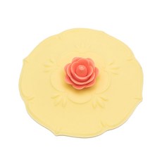 Beatrice 矽膠防塵杯蓋 密封性良好 防塵防漏 PVC禮盒裝, 直徑11.5cm, 黃底+玫瑰, 1個