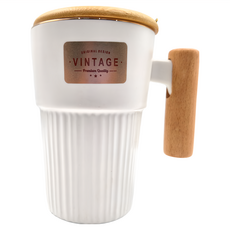 JUST HOME Vintage原木手把蓋匙杯 2入組 8.5x12.5x13cm, 白 + 黑, 1組