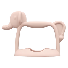 tgm 不吃手白金矽膠穿握固齒器, 適用於3個月以上寶寶, 舒緩長牙不適, 固齒器 + 收納盒, 粉色小象, 1個