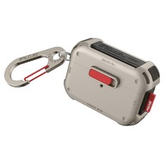 SKINARMA 未來元素耳機保護套 附掛鉤 AirPodsPro 2, 1個, 鈦銀色, SK-APPO2-MECHA-TIT