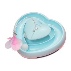 PAWGETHER 寵小到大 智能魔力愛心逗貓器, 雙球雙軌道 360°旋轉羽毛 雙模式選擇 鳥鳴聲互動, CPG-P059, 藍色, 1個