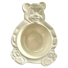 手工製小熊碗, 霧面白, 1個