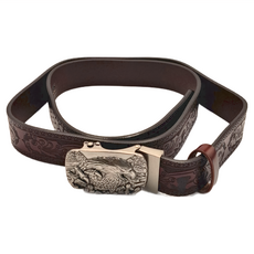 真皮牛皮男士圖騰合金自動釦皮帶 鷹 LL198