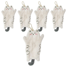 半島良品 擼貓感超吸水擦手巾 25 x 15cm 白貓, 5個