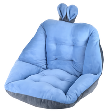 台灣 Life plus 童趣絨毛拚色保暖加厚護腰坐墊, 淺藍色