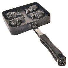 TRIARROW 三箭牌 迷你鯛魚燒烤盤 四條 厚板鑄鋁合金+不沾塗層, 18cm, 1個