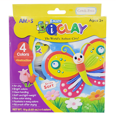 AMOS 阿摩司 i Clay 超輕黏土，4色罐裝，柔軟不龜裂, 基本色, 72g, 1盒