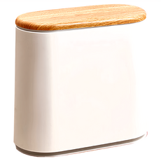 Mega 無印極美縫隙木蓋垃圾桶 ABS+PP材質, 無印白