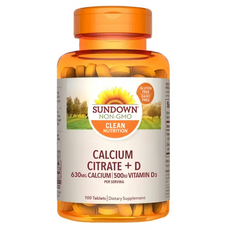 SUNDOWN NATURALS 日落恩賜 精純檸檬酸鈣 + 維生素D3錠, 1個, 100顆