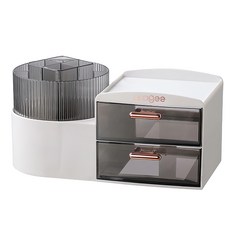 iSFun 居家收納 簡約風格可旋轉筆筒化妝品收納盒, 淺灰色, 1個