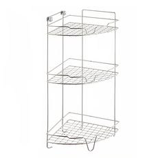 SHCJ 生活采家 掛放二用角落收納架 #304(18-8)不鏽鋼 寬25cm*深25cm*高65cm, 1個, 銀色