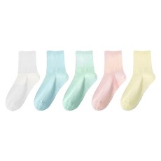 禾統 一次性拋棄壓縮襪 短筒5雙入 均碼 親膚柔軟吸汗透氣 旅行超方便, 椰奶白 + 海鹽藍 + 薄荷綠 + 蜜桃粉 + 起司黃