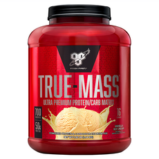 Bsn 畢斯恩 TRUE-MASS 頂尖能量綜合乳清蛋白粉 香草冰淇淋 5.82磅, 2.64kg, 1桶