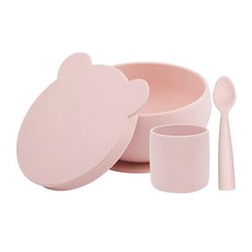 minikoioi 小美食家碗杯匙3件組, 碗 + 杯子 + 湯匙, 迷霧粉, 1組