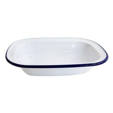 FALCON 獵鷹琺瑯 琺瑯方形盤 Set 4個 20cm, 藍色 + 白色